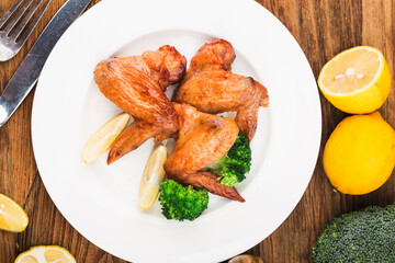 A plate of freshly baked chicken wings