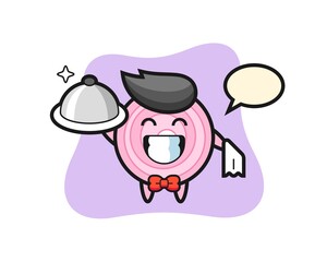 Character mascot of onion rings as a waiters