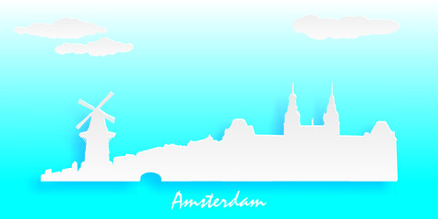 amsterdam city skyline vector illistration