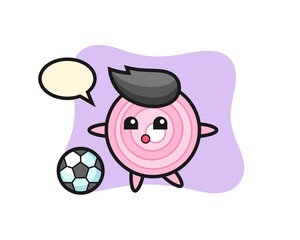 Illustration of onion rings cartoon is playing soccer