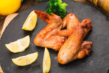 A plate of freshly baked chicken wings