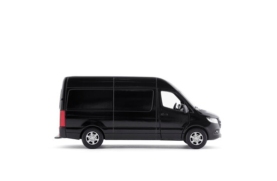 Transport Black Van Car On White Background With Clipping Path