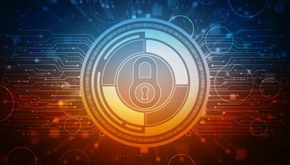 2d illustration Safety concept: Closed Padlock on digital background
