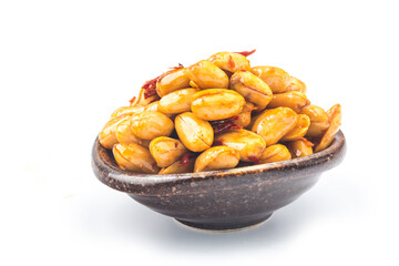 A dish of spicy peanuts