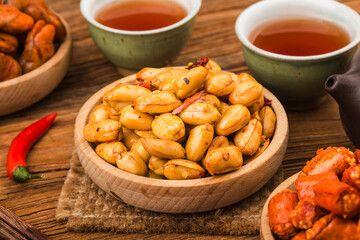 A dish of spicy peanuts