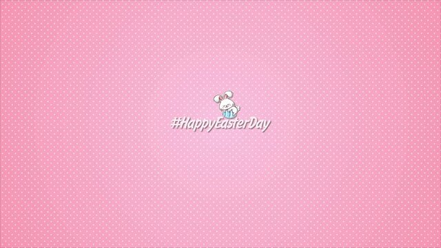 Cute bunny, Easter card on pink background 