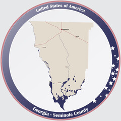 Large and detailed map of Seminole county in Georgia, USA.