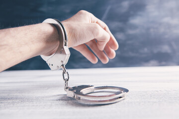 men handcuffed in criminal concept