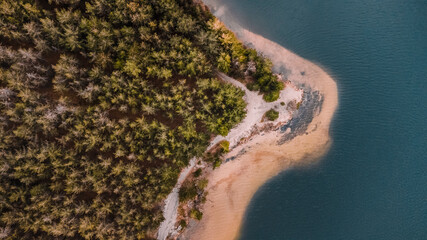 Areal drone view on a lake