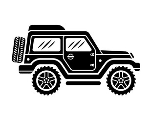 Off road car side view vector black illustration isolated on white background © Flat_Enot