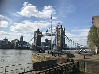 A empty Tower Bridge in London during the first COVID-19 lockdown April 2020
