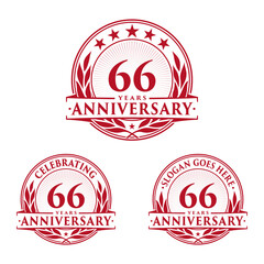 66 years anniversary logo set. 66th years anniversary celebration logotype. Vector and illustration. 