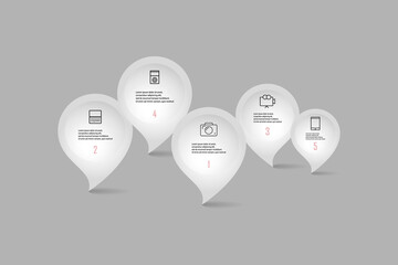 Set of text box for speech quote in gray color. Geometric icon template with circle shape. Text box frame and quote for information. Vector illustration.