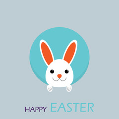 Happy Easter card with rabbit. Vector illustration.