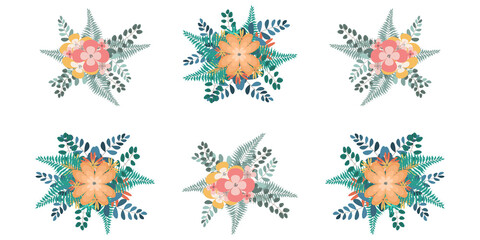 Vector design, flower bouquets, spring mood. Vector flat illustration.