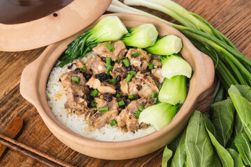 Cantonese style rice with Stewed rice with spareribs