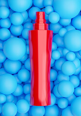 3d render of realistic cosmetics bottle with ball background for your products
