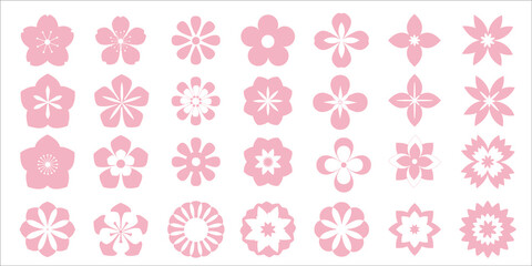Set of flower icon. Flower illustration for design. Vector illustration. 春の花アイコン、花イラストセット、フラワーアイコンセット
