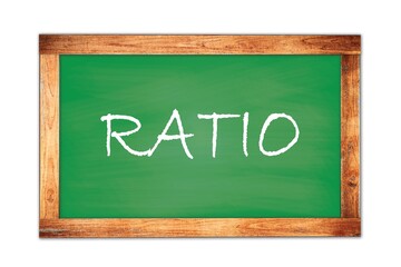 Fototapeta premium RATIO text written on green school board.
