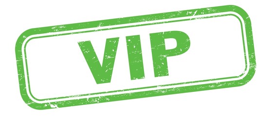 VIP text on green grungy vintage stamp.