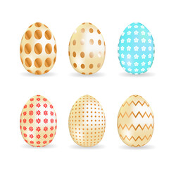 Vector illustration. Golden Easter eggs isolated on a white background.