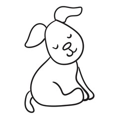 Hand drawn small dog vector illustration coloring page. Simle black line in doodle style. Easy form