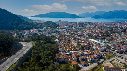 marmaris marina drone footage the air
