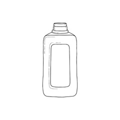 Vector illustration of detergent bottle. Line draw illustration.