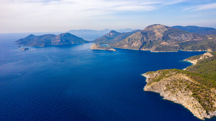 Fototapeta na wymiar Amazing aerial view of Blue Lagoon in Oludeniz, Turkey