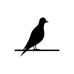 Bird icon. Black birds silhouette on branch. Vector isolated on white	