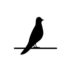 Bird icon. Black birds silhouette on branch. Vector isolated on white	