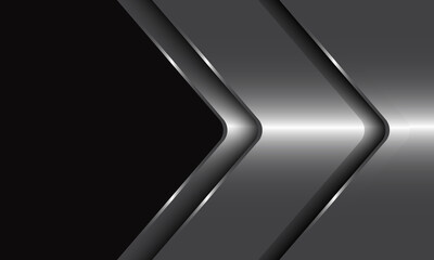 Abstract silver arrow direction direction on black blank space design modern luxury futuristic background vector illustration.