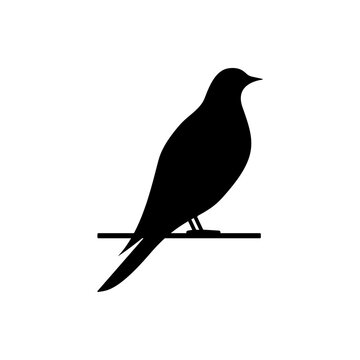 recommend clip art: Bird icon. Black birds silhouette on branch. Vector isolated on white	