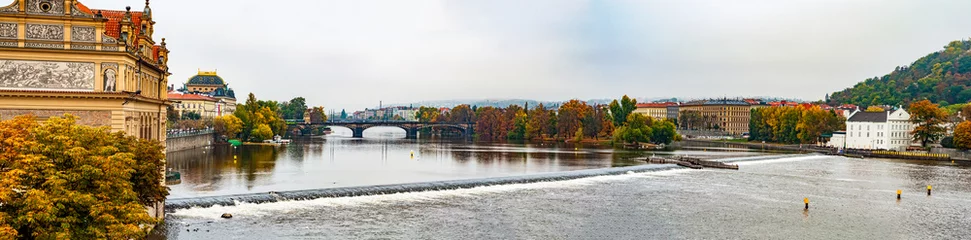 Deurstickers Panorama Prague Czech Republic view from Charles Bridge to river and city, autumn season © Sergio 