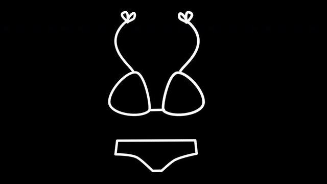 Hand drawn animated bikini graphic with a transparent background