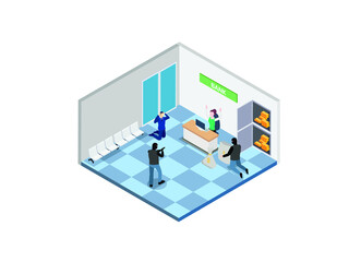 Bank robbery isometric 3d vector concept for banner, website, illustration, landing page, flyer, etc.