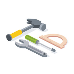 Repair tools construction. Vector 3d symbol, isometric, color web icons, new flat style. Creative design idea, concept for infographics.