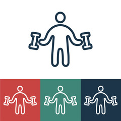 Line icon man with dumbbells
