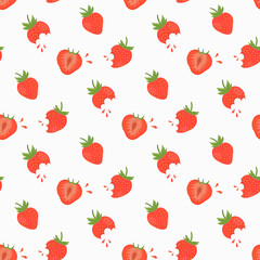 Cute seamless strawberry pattern. Fruit design, vector illustration.