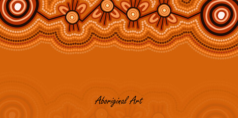 Brown aboriginal dot art banner template
