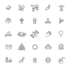 Happy Easter icons set. Christianity vector symbols