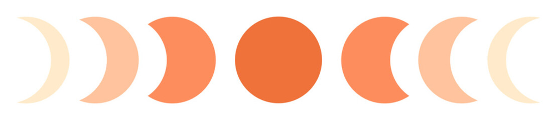 Moon phases. Vector illustration. Boho wall decor. Mid century art print.