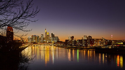 Fototapeta premium Frankfurt am Main city skyline after sunset
