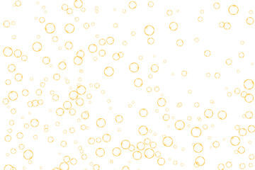 Golden air Bubbles, oxygen, champagne crystal clear isolated on white background modern design. Vector illustration of EPS 10.