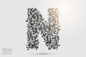 English letters abstract font consists 3d of triangles, lines, dots and connections. Vector illustration EPS 10.