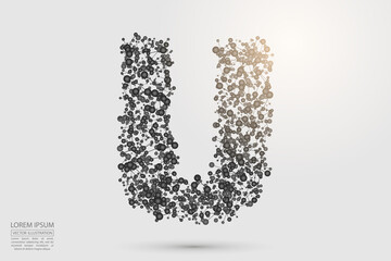 English letters abstract font consists 3d of triangles, lines, dots and connections. Vector illustration EPS 10.