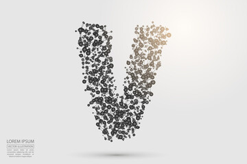 English letters abstract font consists 3d of triangles, lines, dots and connections. Vector illustration EPS 10.