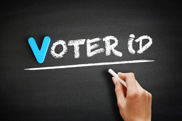 Voter ID text on blackboard, concept background