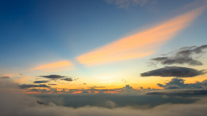 clouds or cloudscape at sunset or evening time.