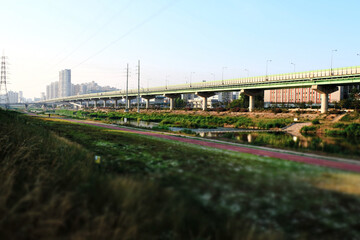 bicycle road, Anyangcheon Stream in Gyeonggi-do Province, South Korea.
